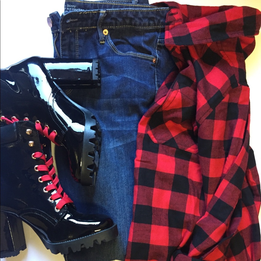 💄Beach lunch lounge Plaid Shirt ♥️